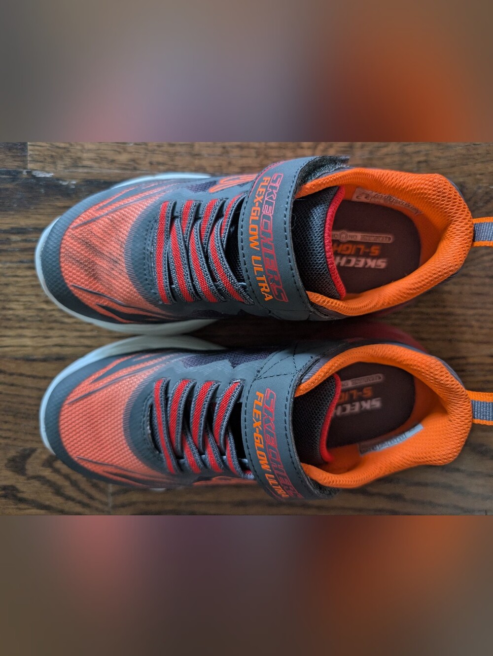 Skechers Flex-Glow Kids Athletic Shoe - Gray & Orange